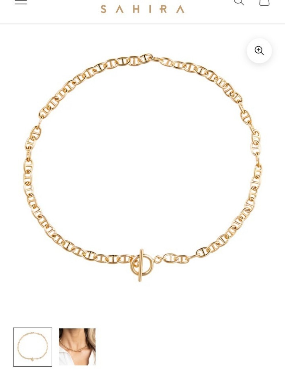 Sahira Taylor Polished Gold Link Necklace with Toggle Clasp